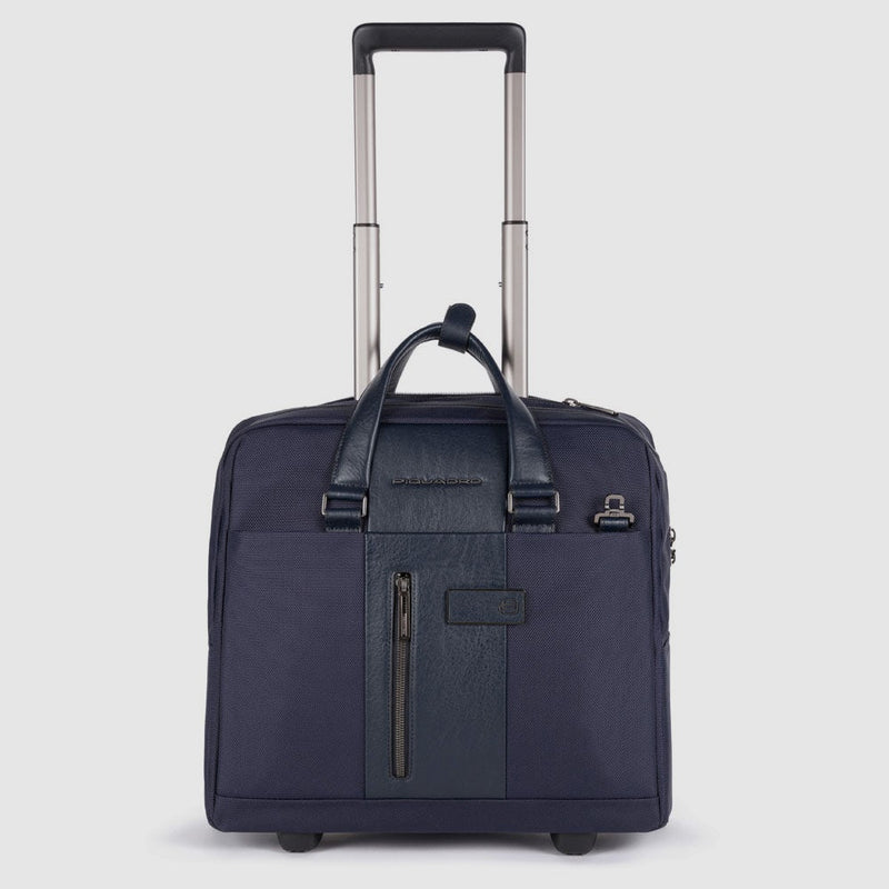 Trolley Piquadro Da Cabina Due Ruote In Nylon Blu E Inserti Pelle