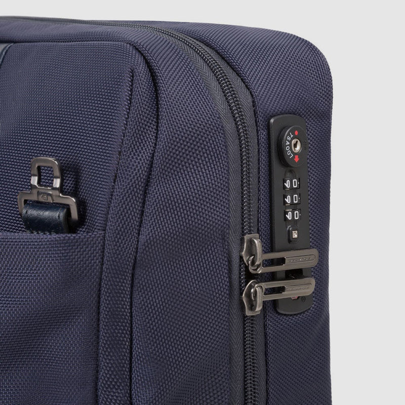 Trolley Piquadro Da Cabina Due Ruote In Nylon Blu E Inserti Pelle