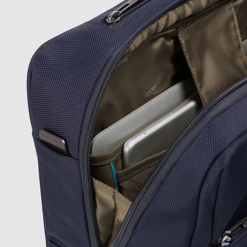 Trolley Piquadro Da Cabina Due Ruote In Nylon Blu E Inserti Pelle