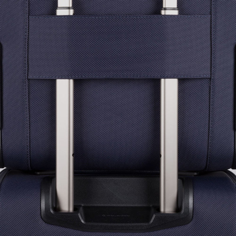 Trolley Piquadro Da Cabina Due Ruote In Nylon Blu E Inserti Pelle