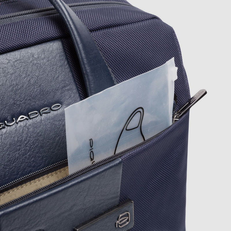 Trolley Piquadro Da Cabina Due Ruote In Nylon Blu E Inserti Pelle