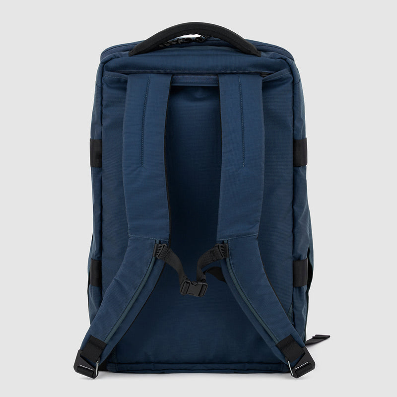 Zaini Piquadro Zaino Borsone Porta Pc e Ipad In Tessuto Blu E Inserti Neri