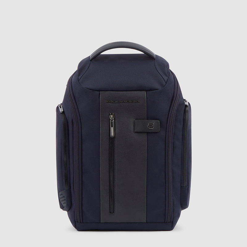 Zaini Piquadro Zaino Medio Porta Pc e Ipad In Nylon Blu Inserto Pelle