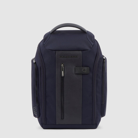 Zaini Piquadro Zaino Medio Porta Pc e Ipad In Nylon Blu Inserto Pelle