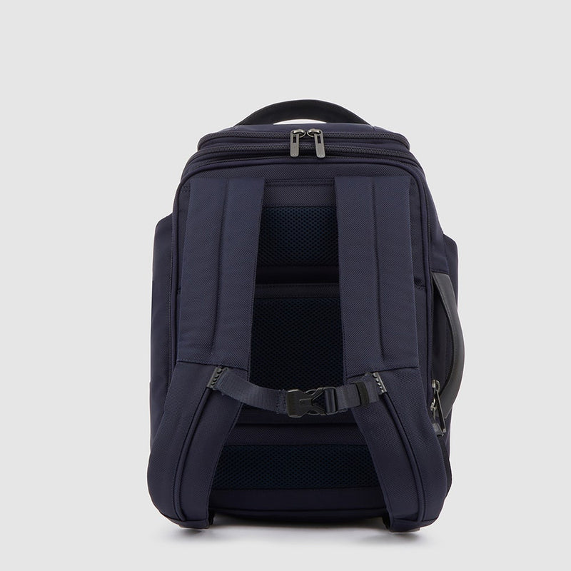 Zaini Piquadro Zaino Medio Porta Pc e Ipad In Nylon Blu Inserto Pelle