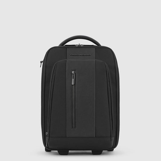 Trolley Piquadro Zaino Formato Cabina A Due Ruote Porta Pc e Ipad In Nylon Inserti Pelle Nera
