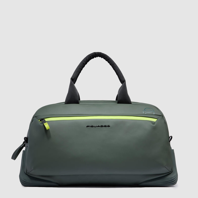 Borse Piquadro Borsone Da Viaggio Due Manici Tracolla Removibile Unico Scomparto Doppia Cerniera Tasca Frontale Tessuto Tecnico Verde