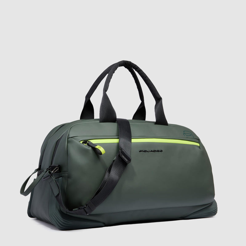 Borse Piquadro Borsone Da Viaggio Due Manici Tracolla Removibile Unico Scomparto Doppia Cerniera Tasca Frontale Tessuto Tecnico Verde