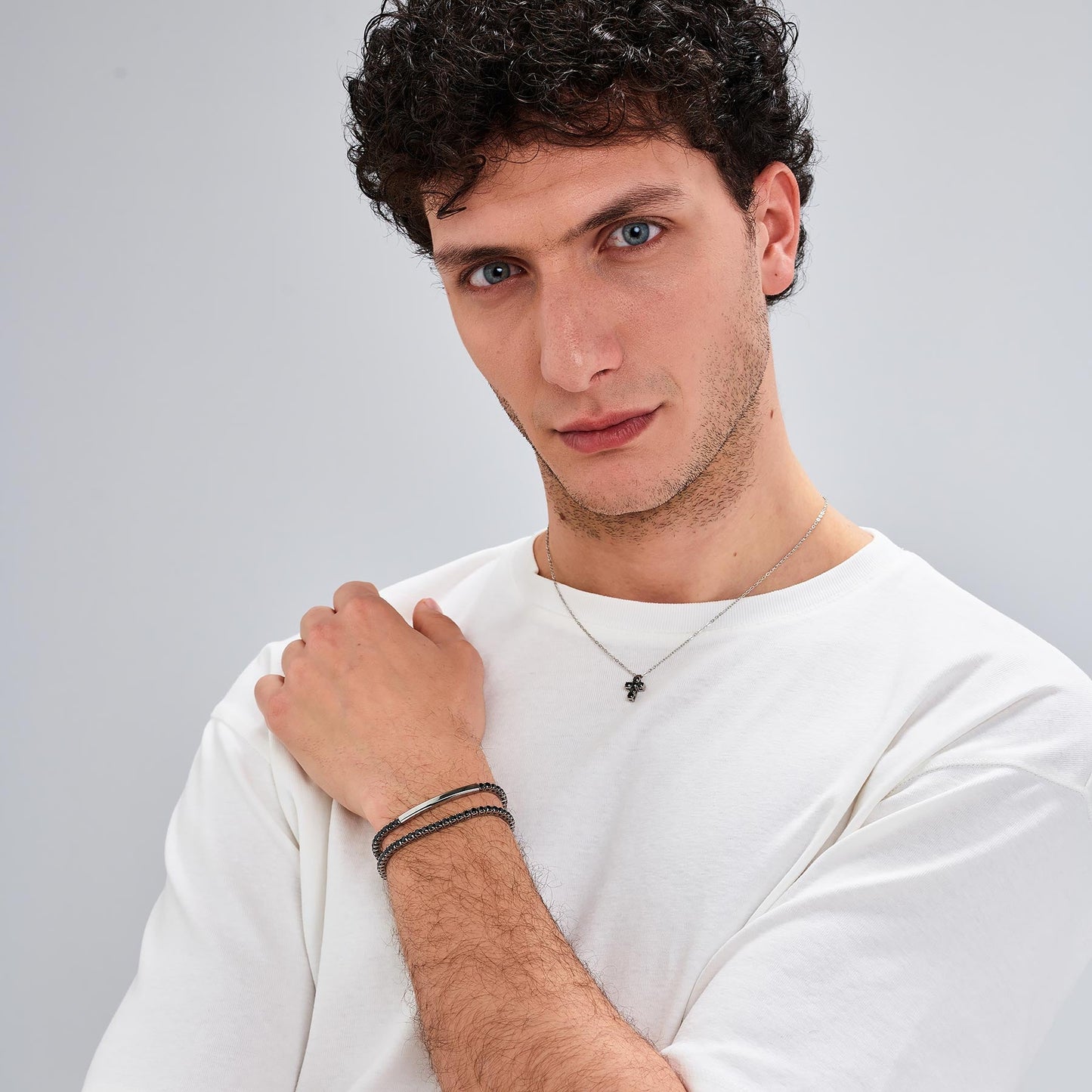 Collana Uomo Brosway Avantgarde Acciaio Pendente Croce Cristalli Neri