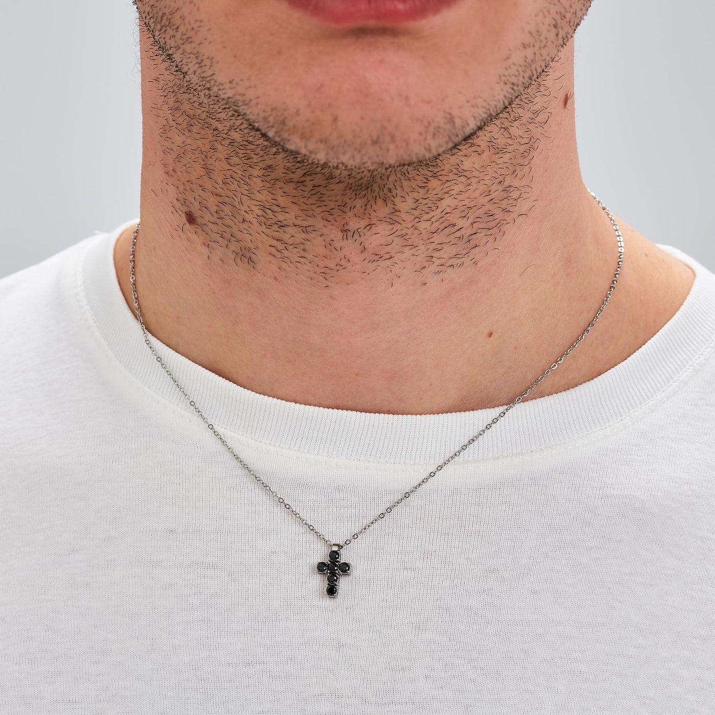 Collana Uomo Brosway Avantgarde Acciaio Pendente Croce Cristalli Neri
