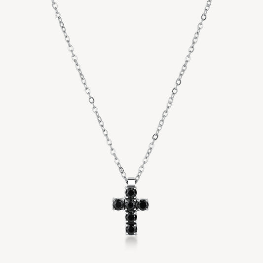 Collana Uomo Brosway Avantgarde Acciaio Pendente Croce Cristalli Neri