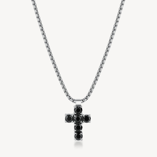 Collana Uomo Brosway Avantgarde Acciaio Pendente Croce Cristalli Neri