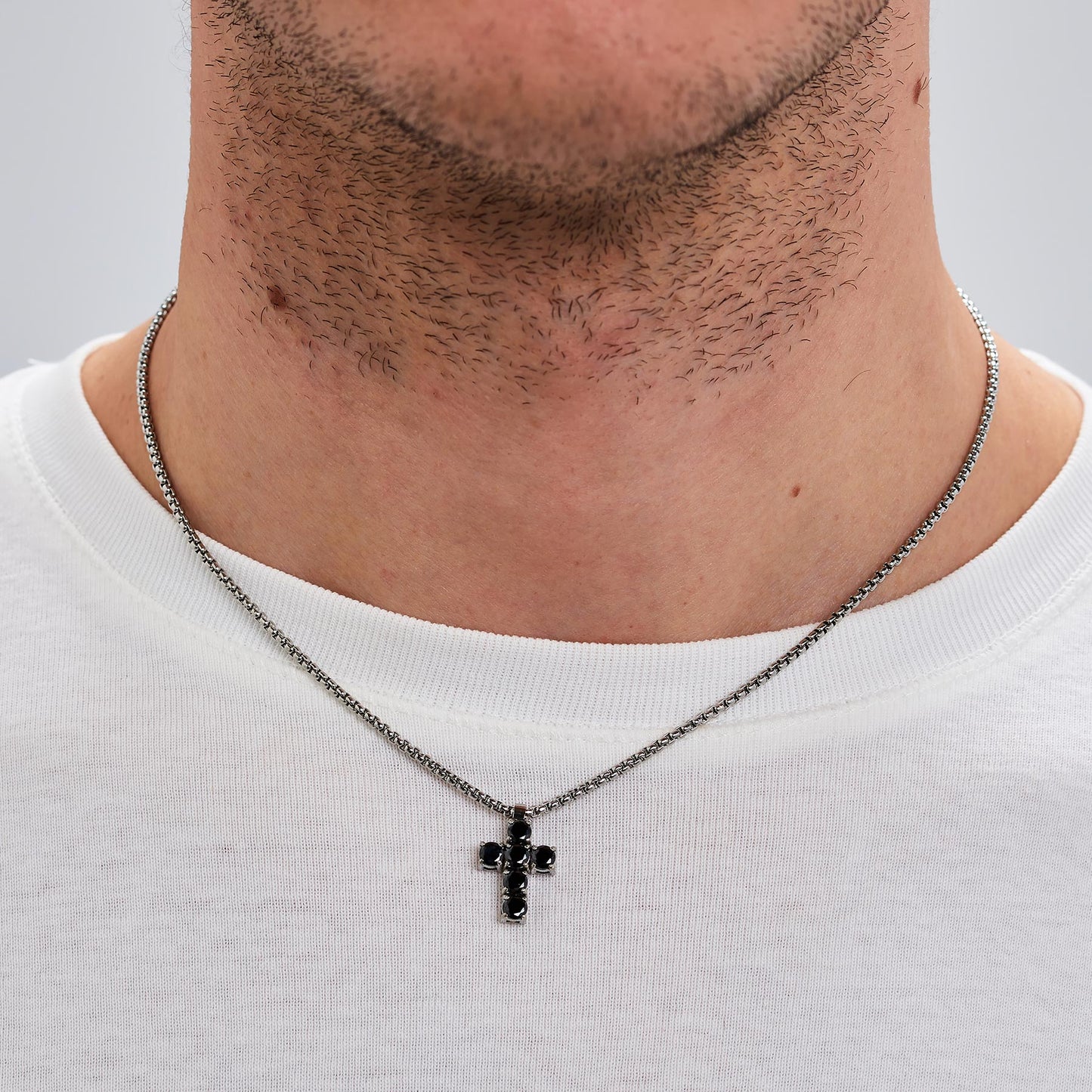 Collana Uomo Brosway Avantgarde Acciaio Pendente Croce Cristalli Neri