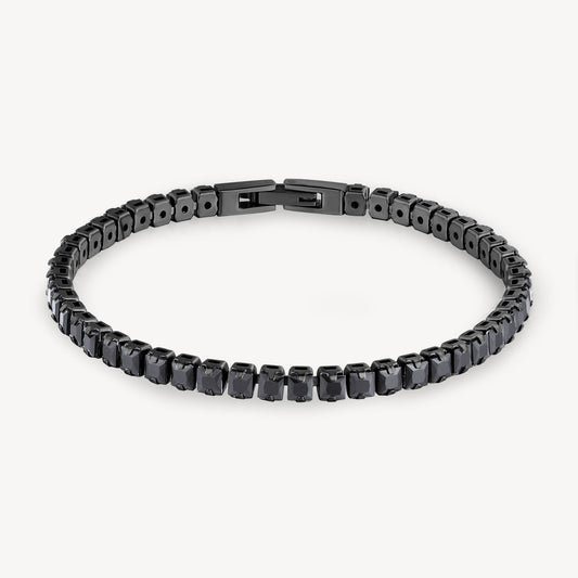 Bracciale Brosway Avantgarde Uomo Tennis Pvd Nero Cristalli Neri