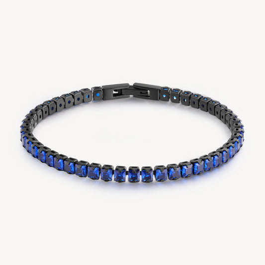 Bracciale Brosway Avantgarde Uomo Pvd Nero Tennis Con Cristalli Quadrati Blu
