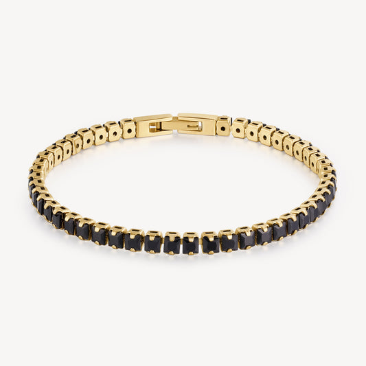 Bracciale Brosway Avantgarde Uomo Tennis Pvd Oro Con Cristalli Neri Quadrati
