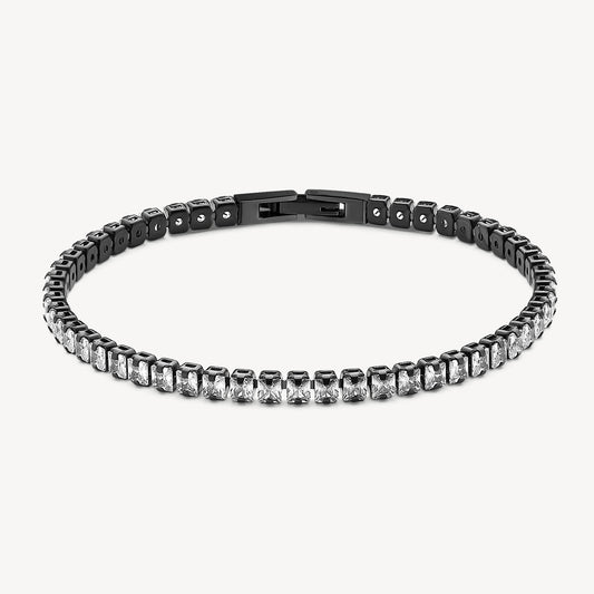 Bracciale Brosway Avantgarde Uomo Pvd Nero Tennis Cristalli Quadrati