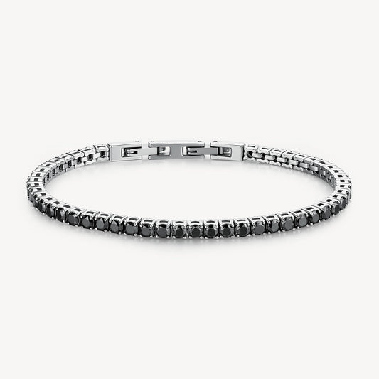 Bracciale Tennis Uomo Brosway Avantgarde Acciaio Cristalli Neri