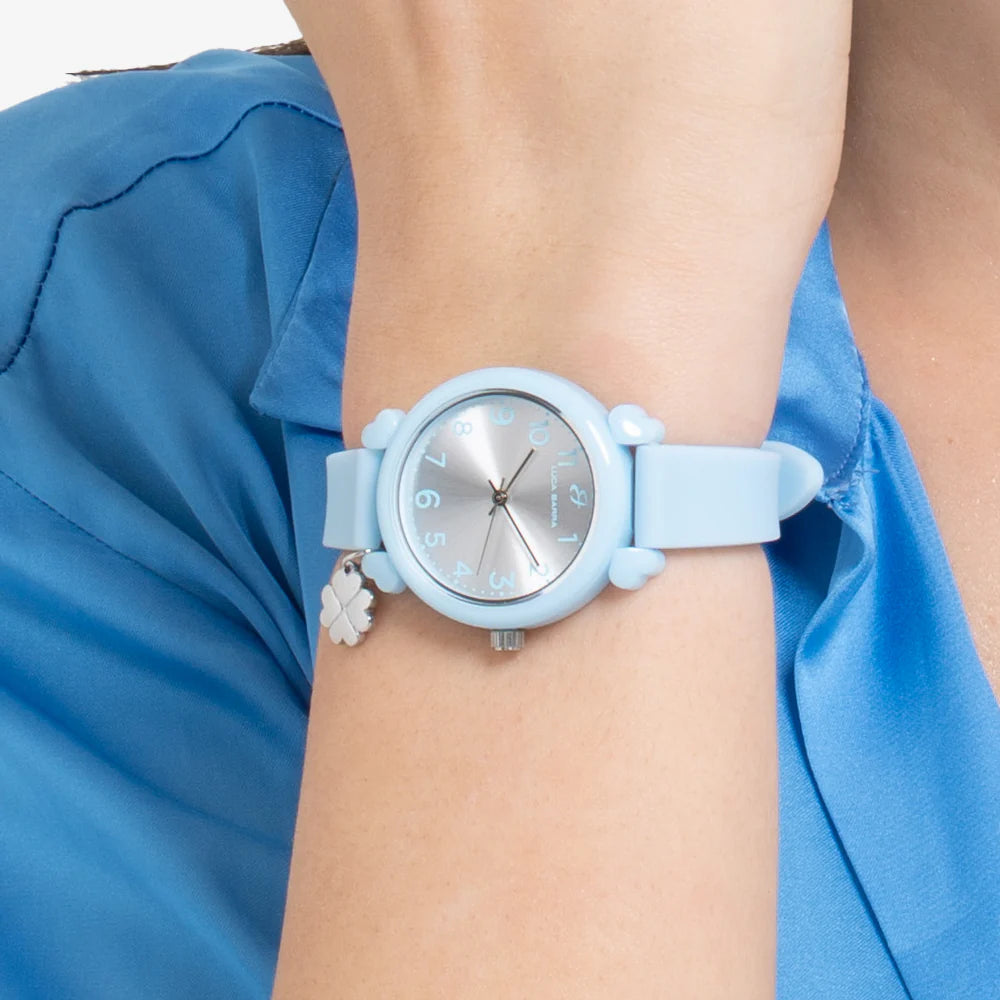 Orologio Luca Barra Donna Azzurro Con Charm Quadrifoglio