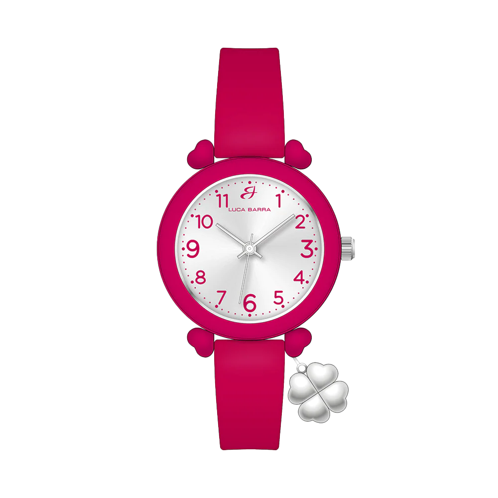 Orologio Luca Barra Donna Fucsia Con Charm Quadrifoglio