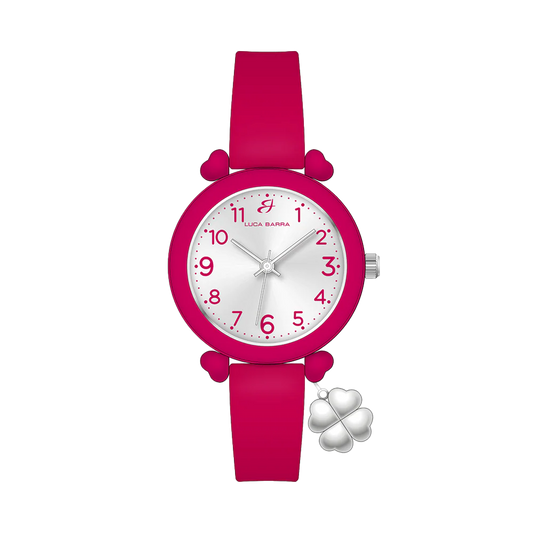 Orologio Luca Barra Donna Fucsia Con Charm Quadrifoglio