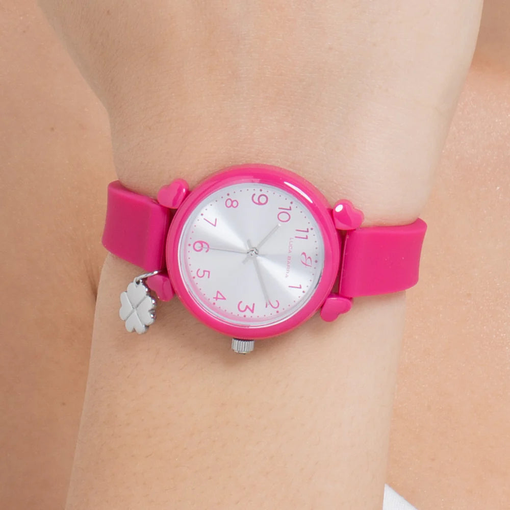 Orologio Luca Barra Donna Fucsia Con Charm Quadrifoglio