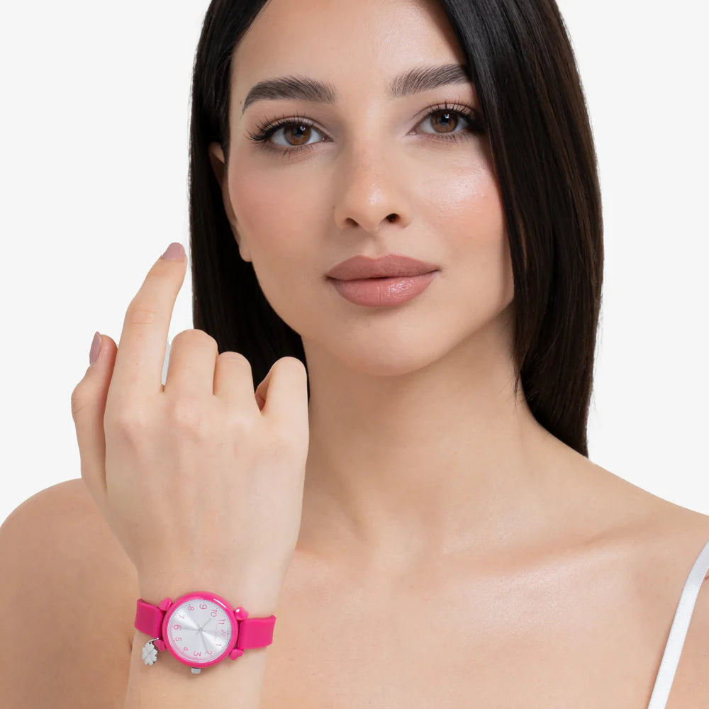 Orologio Luca Barra Donna Fucsia Con Charm Quadrifoglio