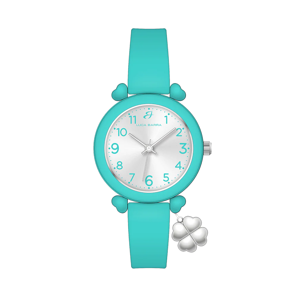 Orologio Luca Barra Donna Acquamarina Con Charm Quadrifoglio