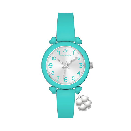 Orologio Luca Barra Donna Acquamarina Con Charm Quadrifoglio
