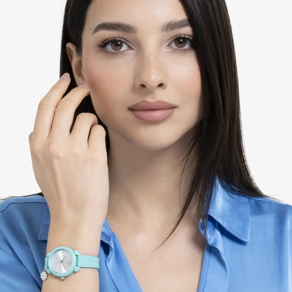 Orologio Luca Barra Donna Acquamarina Con Charm Quadrifoglio