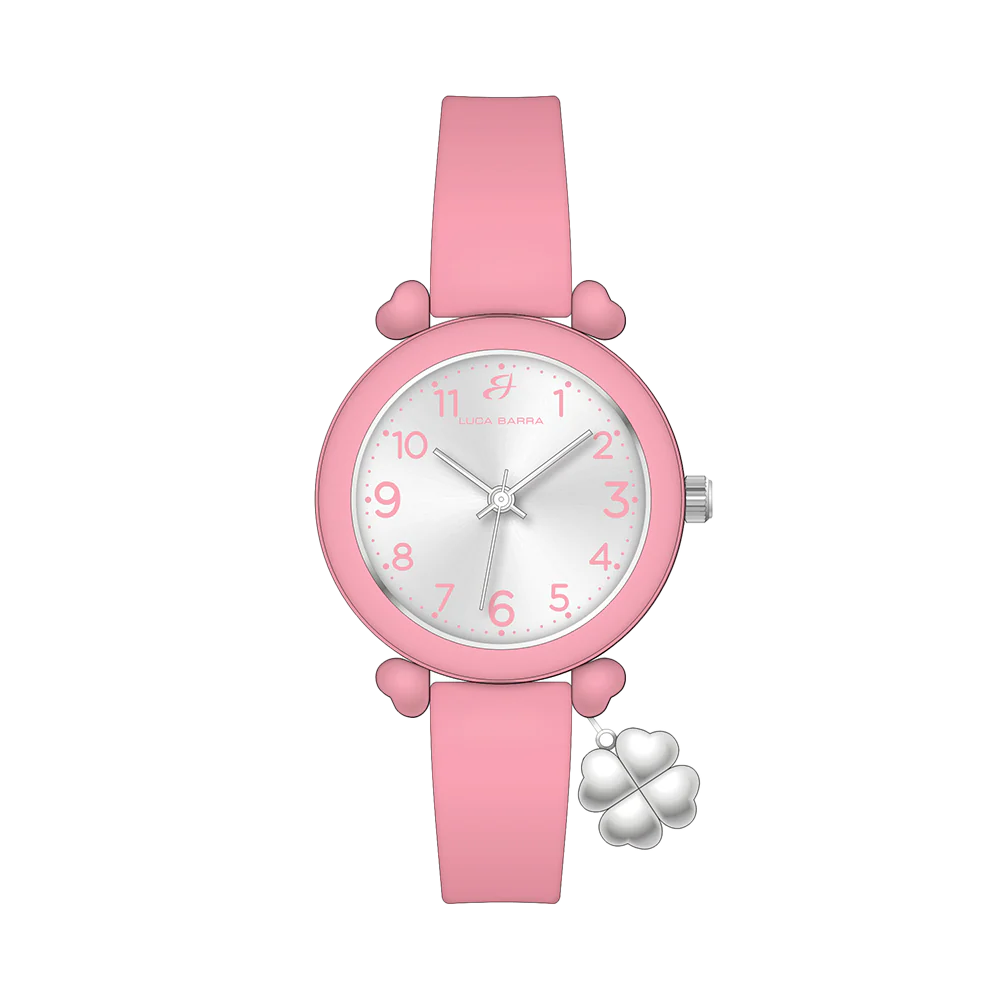 Orologio Luca Barra Donna Rosa Con Charm Quadrifoglio