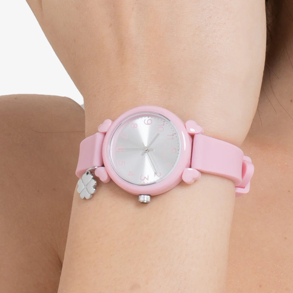 Orologio Luca Barra Donna Rosa Con Charm Quadrifoglio
