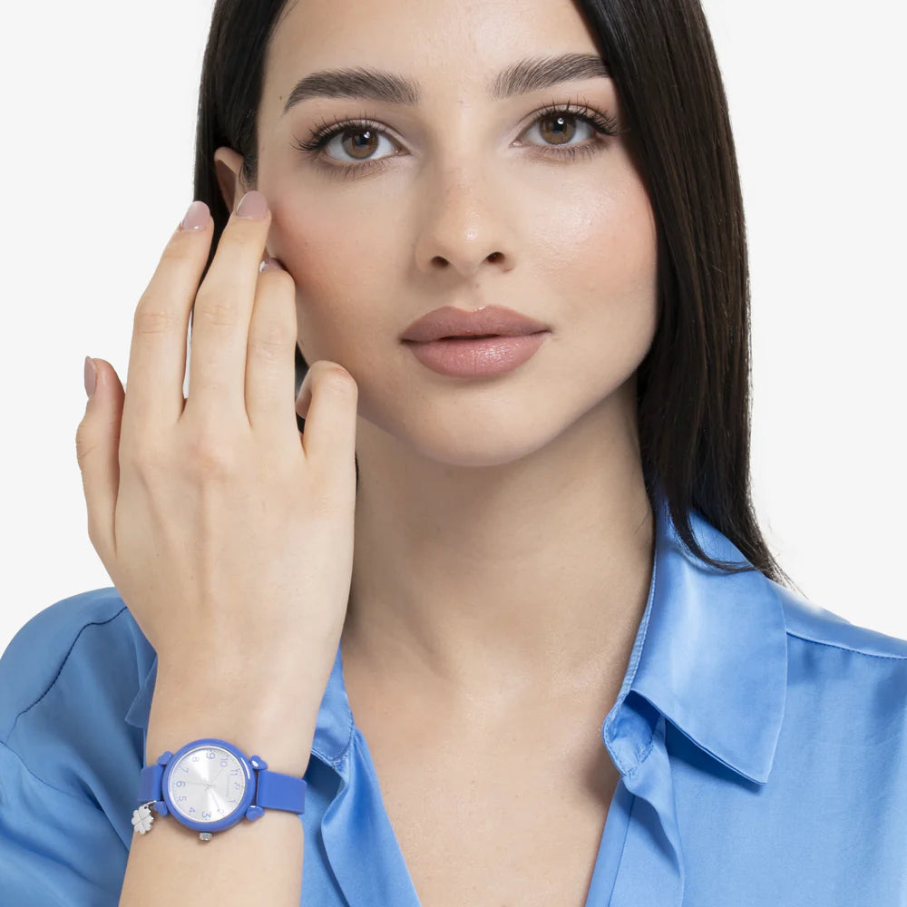 Orologio Luca Barra Donna Blu Con Charm Quadrifoglio