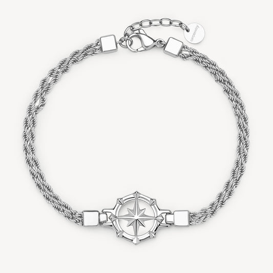 Bracciale Uomo Brosway Seawolf Doppia Fune Acciaio Centrale Rosa Dei Venti