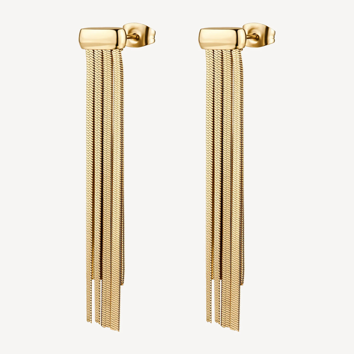 Orecchini Pendenti Brosway Weave Acciaio Pvd Oro Con Fili Di Catena Snake