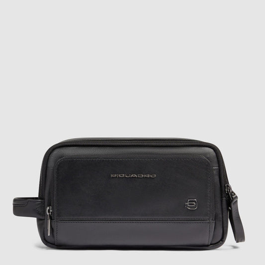 Beauty Piquadro Case da Viaggio Doppio Scomparto Tasca Frontale Pelle Nera