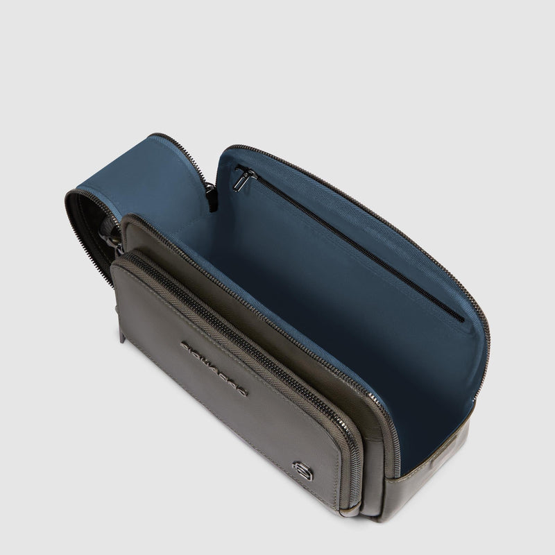 Beauty Case Piquadro Viaggio Doppio Scomparto Tasca Frontale Pelle Verde