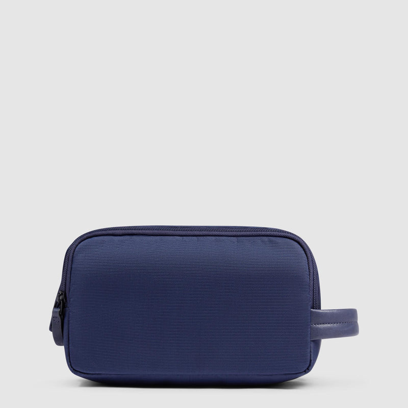 Beauty Case Piquadro Viaggio Tasca Frontale Tessuto Inserti Pelle Blu