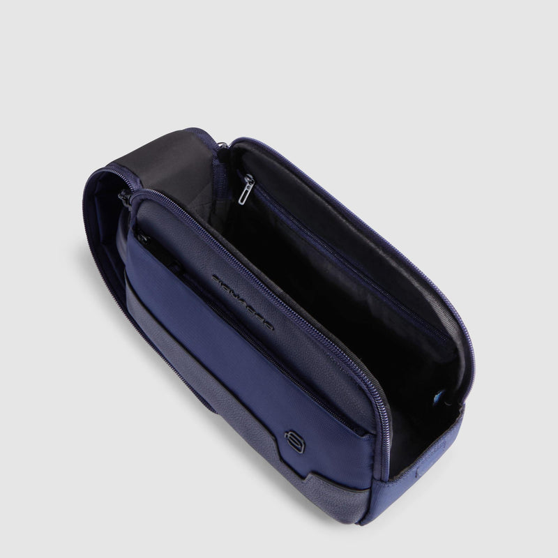 Beauty Case Piquadro Viaggio Tasca Frontale Tessuto Inserti Pelle Blu