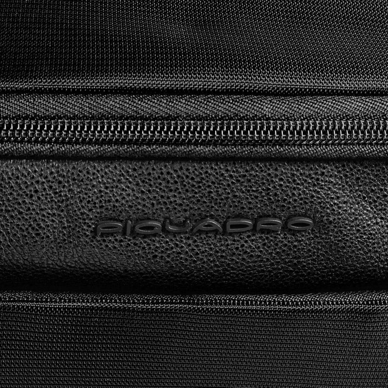 Beauty Case Piquadro Viaggio Tasca Frontale Tessuto Inserti Pelle Nera