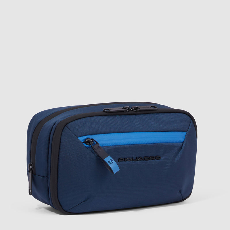 Beauty Piquadro Case Da Viaggio In Tessuto Blu E Inserti Neri