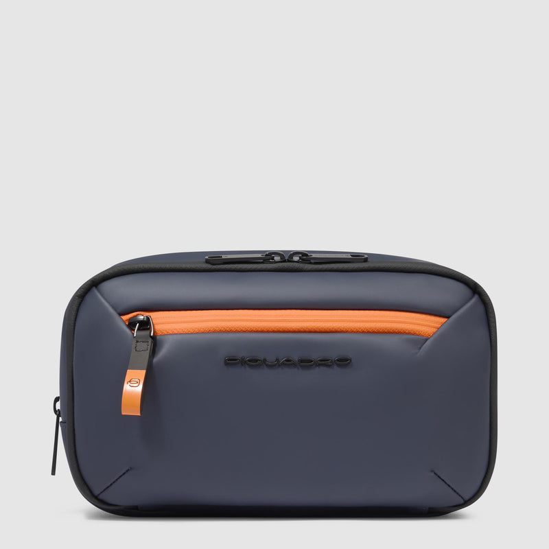 Beauty Case Piquadro Viaggio Tasca Frontale Tessuto Gommato Blu