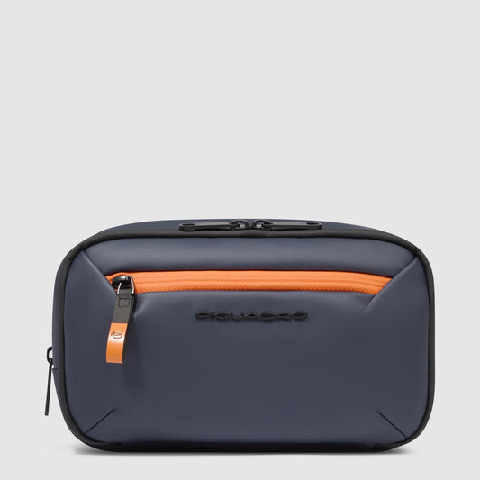 Beauty Case Piquadro Viaggio Tasca Frontale Tessuto Gommato Blu