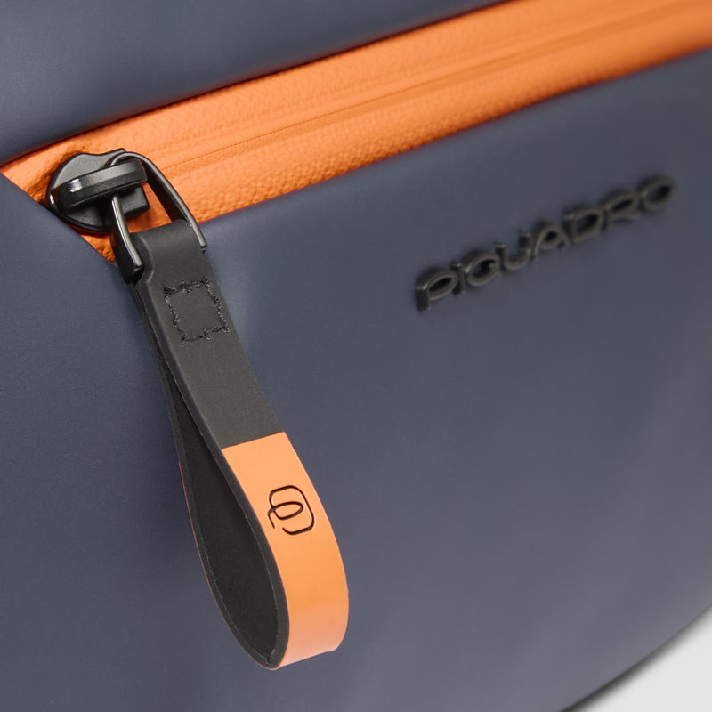 Beauty Case Piquadro Viaggio Tasca Frontale Tessuto Gommato Blu