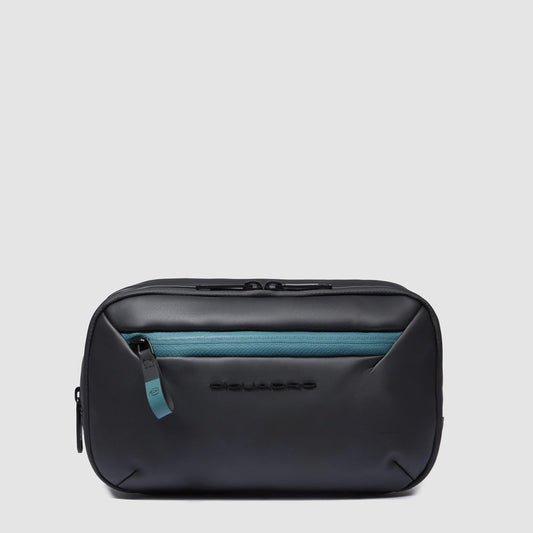 Beauty Case Piquadro Viaggio Tasca Frontale Tessuto Gommato Nero