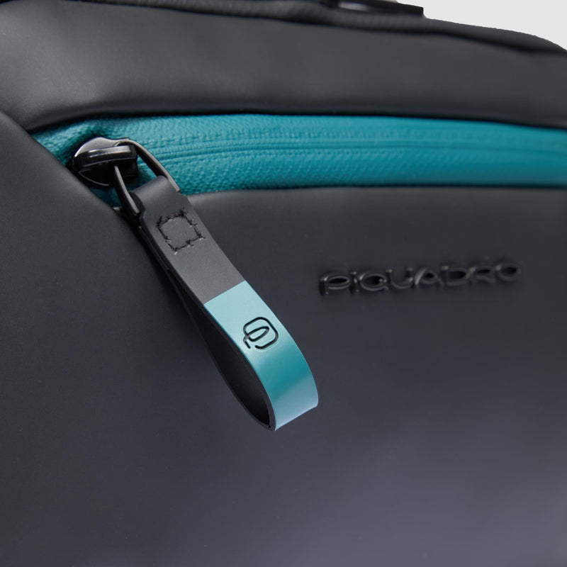 Beauty Case Piquadro Viaggio Tasca Frontale Tessuto Gommato Nero