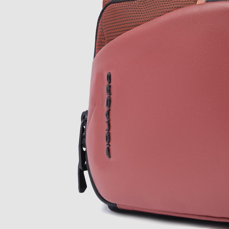 Beauty Case da Viaggio Piquadro Doppio Scomparto Tessuto Inserti in Pelle Arancione