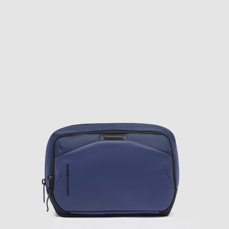 Beauty Piquadro Case Doppio Scomparto Tessuto Inserti Pelle Blu