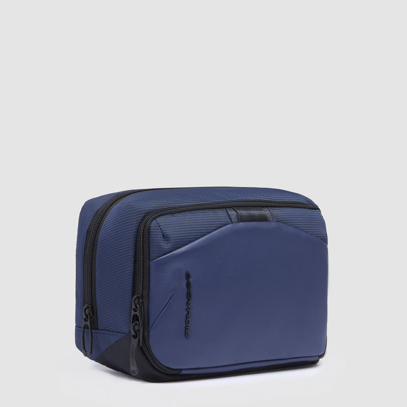 Beauty Piquadro Case Doppio Scomparto Tessuto Inserti Pelle Blu