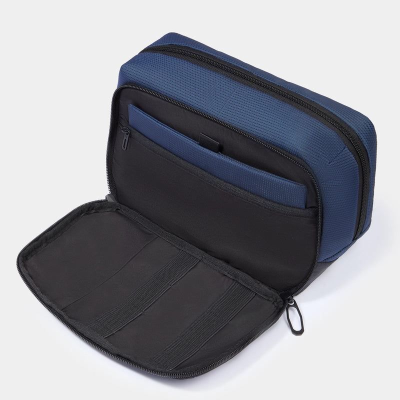 Beauty Piquadro Case Doppio Scomparto Tessuto Inserti Pelle Blu